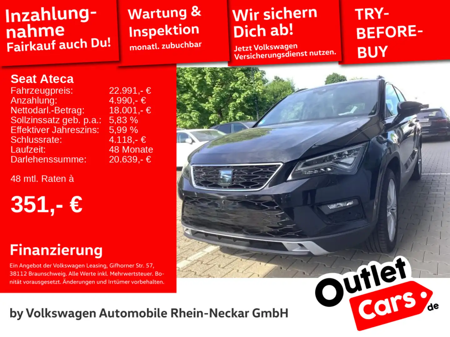 SEAT Ateca 2.0 TDI Automatic LED Navi Panoramadach uv Black - 1