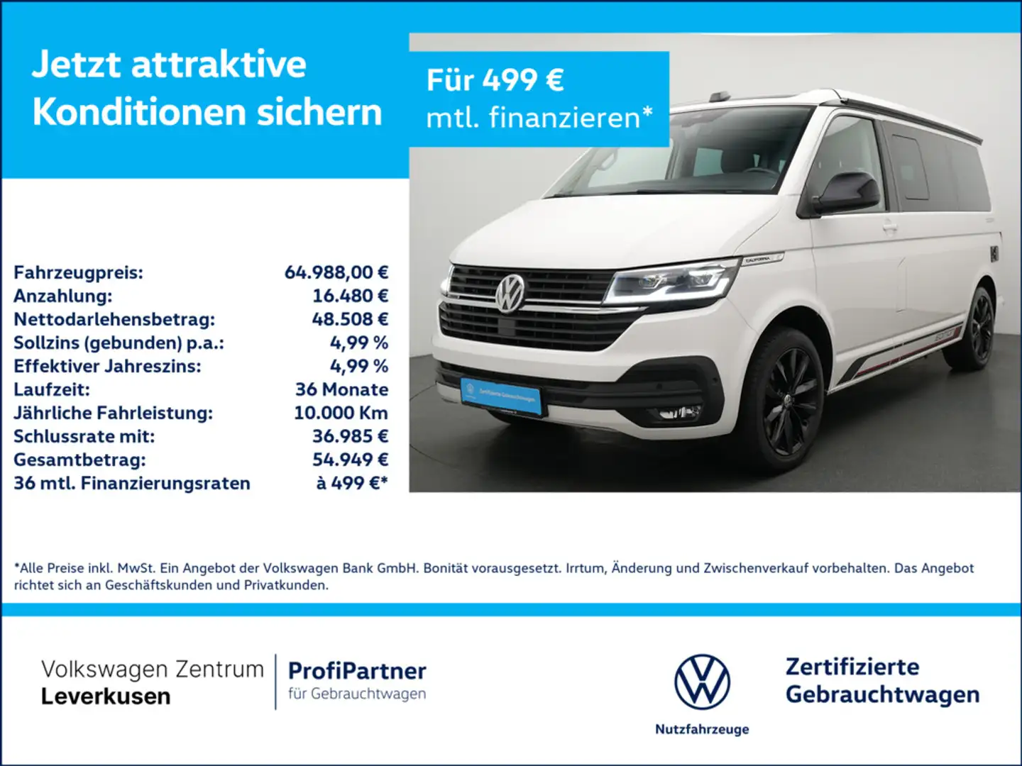 Volkswagen T6.1 California Ocean Edition 4Motion STANDHZ Weiß - 1