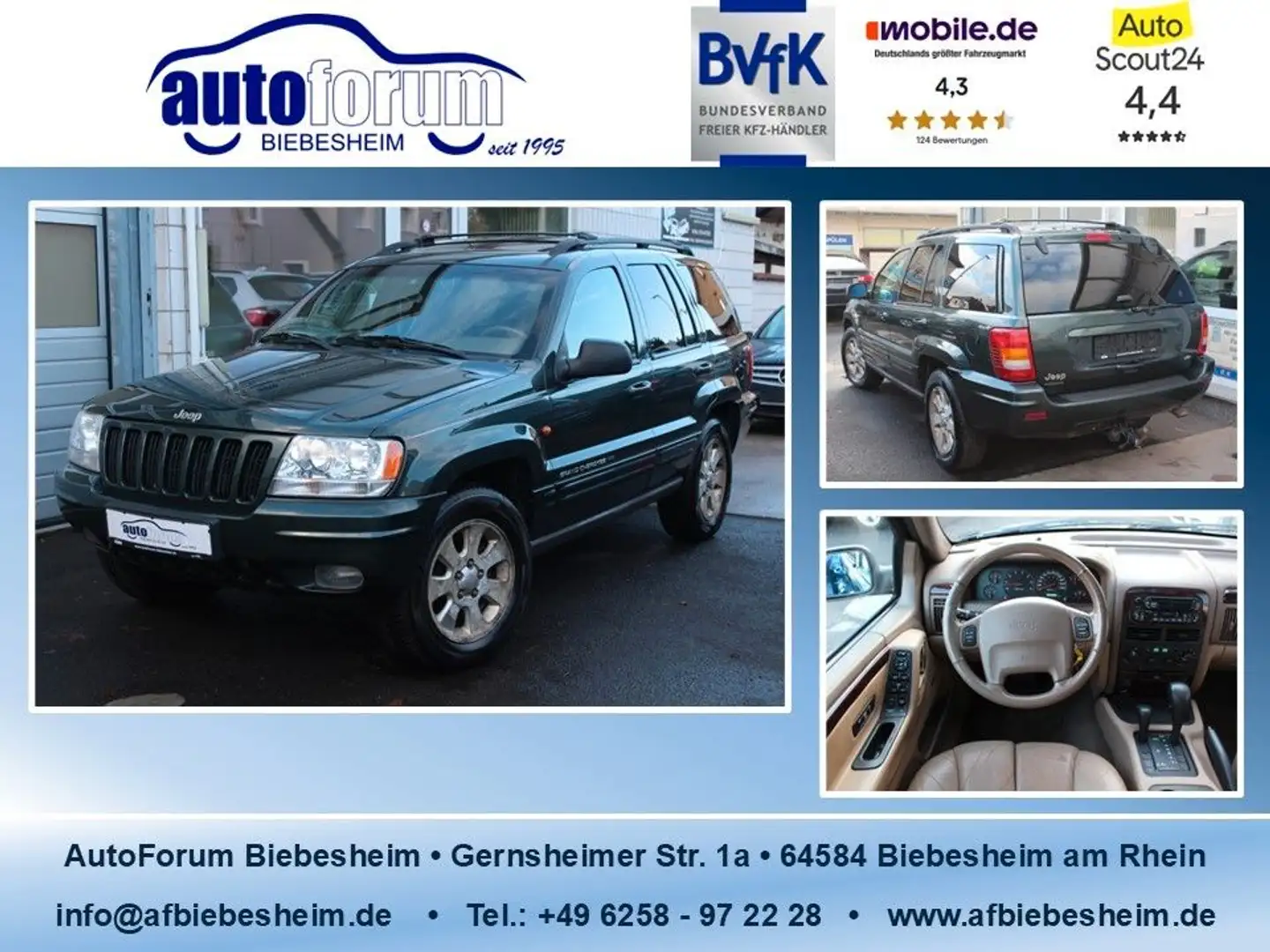 Jeep Grand Cherokee 4.7 V8 Limited 1.Hand*S-Dach*AHK Vert - 1