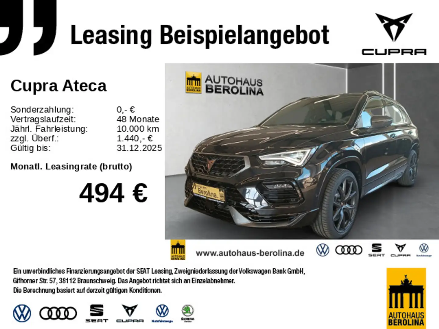 CUPRA Ateca 2.0 TSI 4D VZ DSG *PANO*ACC*NAV*SHZ* Noir - 1
