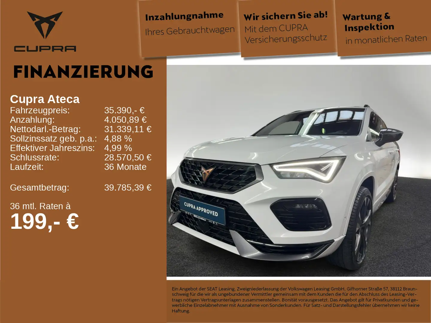 CUPRA Ateca 2.0 TSI 4Drive  19 ACC AHK NAVI RFK KEYLES Weiß - 1