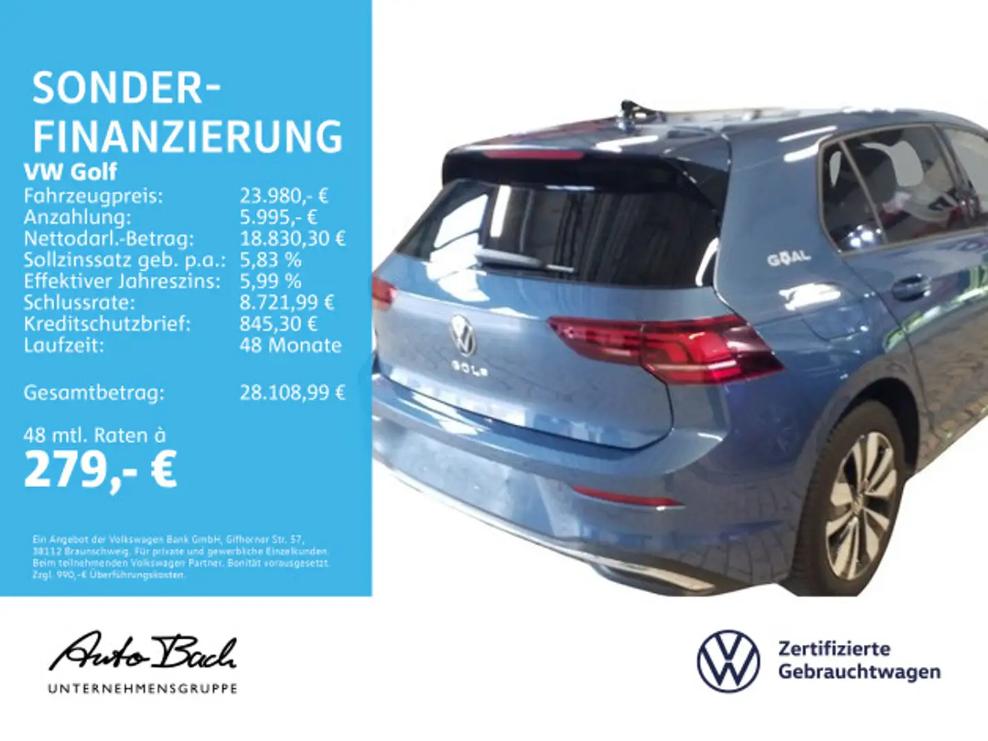 Volkswagen Golf VIII Goal 1.5TSI LED ACC CarPlay EPH DAB Blau - 2