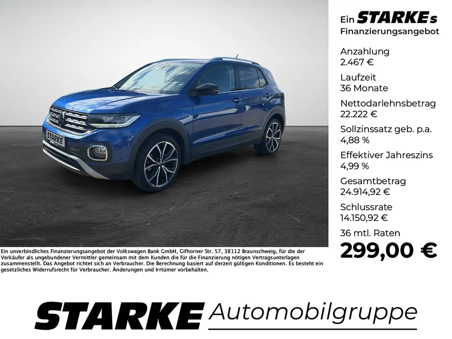 Volkswagen T-Cross 1.5 l TSI DSG Style Blau - 1