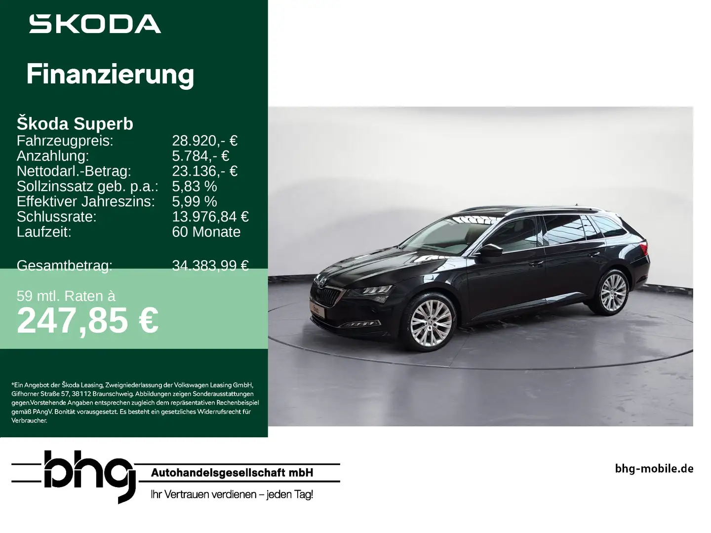 Skoda Superb Combi 2.0 TDI DSG Style *ACC*NAVI*AHK* Schwarz - 1