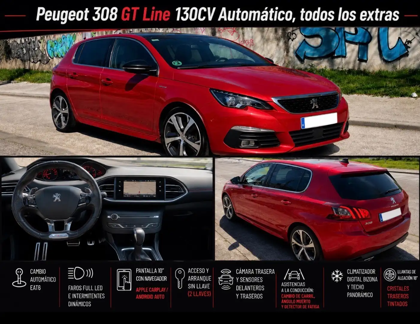 Peugeot 308 Peugeot 308 GTLine 130CV Automático Rojo - 1