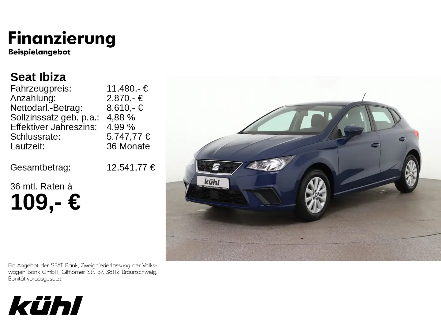 SEAT Ibiza 1.0 Style Kamera Navi Blau - 1