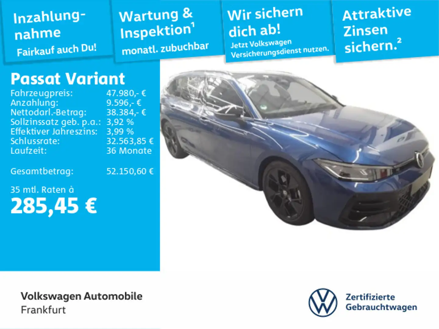 Volkswagen Passat Variant 2.0 TSI DSG 4Motion R-Line Navi I Blau - 1