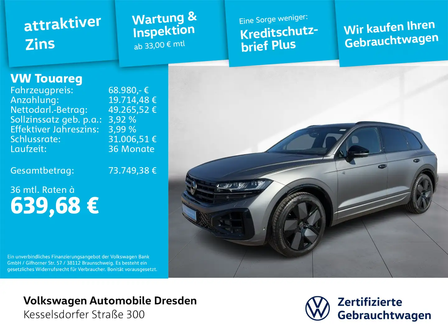 Volkswagen Touareg 3.0 TSI DSG 4M R-Line ACC Kamera LED Nav Grau - 1