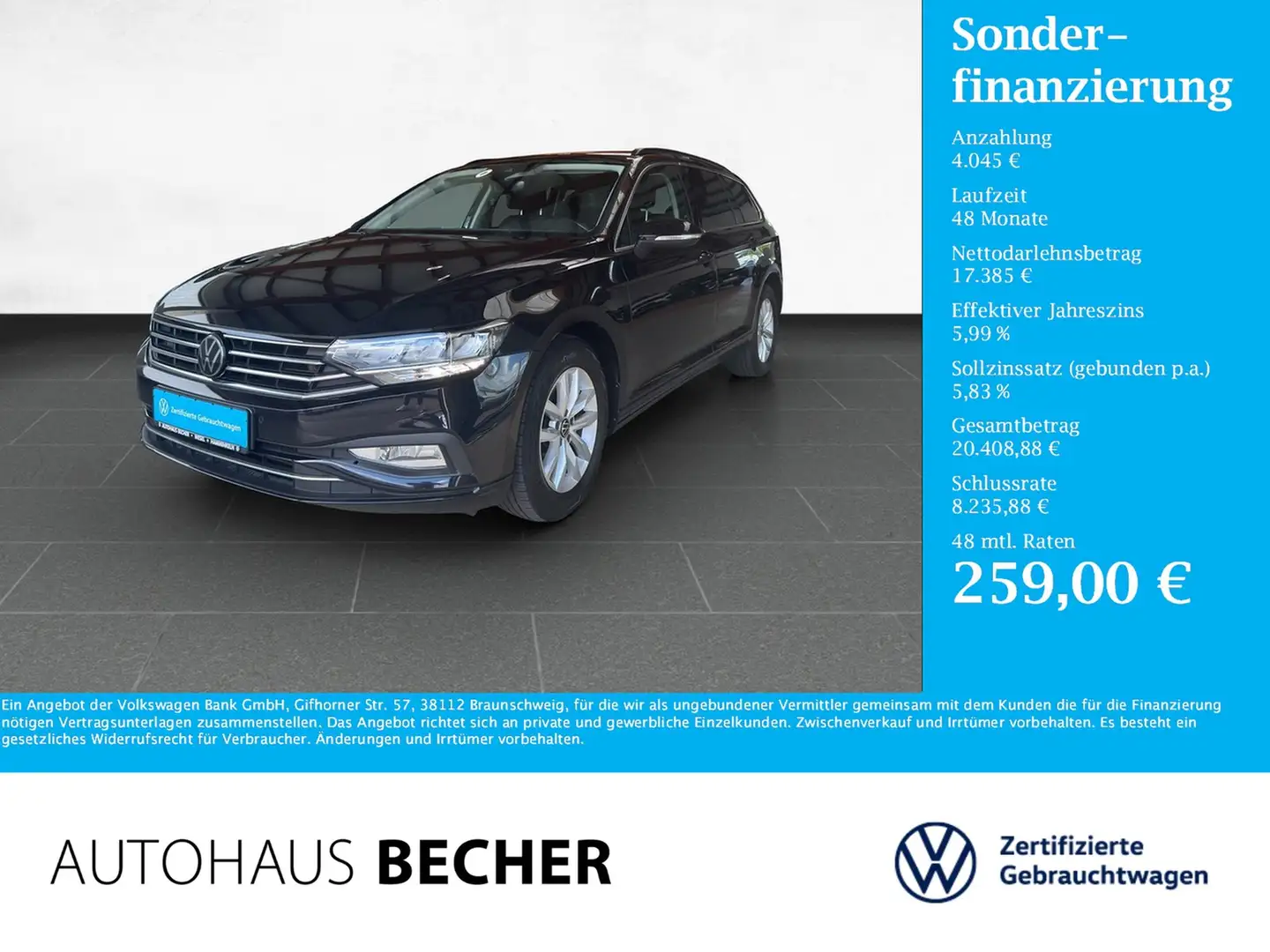 Volkswagen Passat Variant Business 2,0 TDI DSG /AHK/Sitzhz Zwart - 1