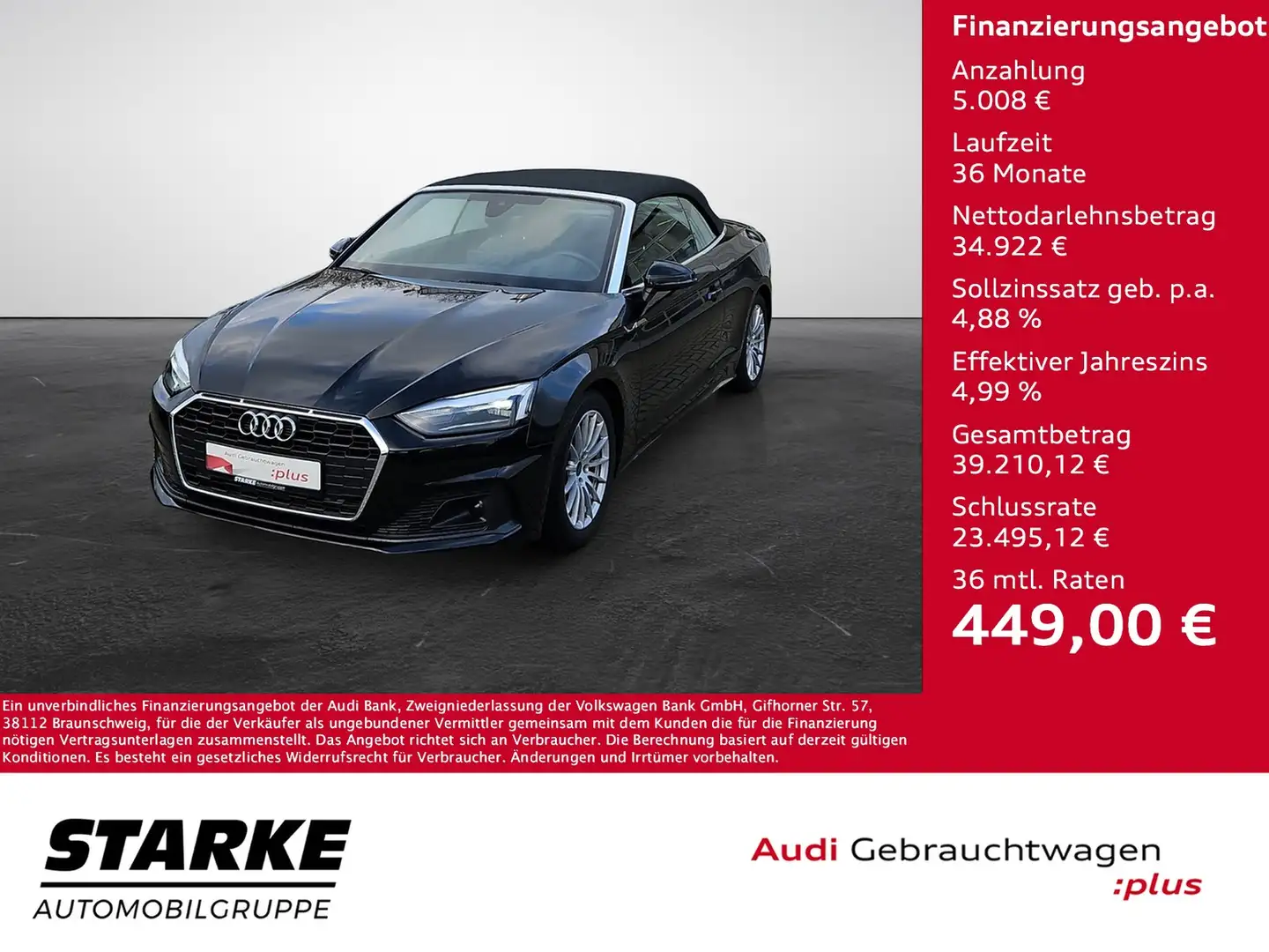 Audi A5 Cabrio 35 TFSI S tronic ASI AHK SHZ GRA Schwarz - 1