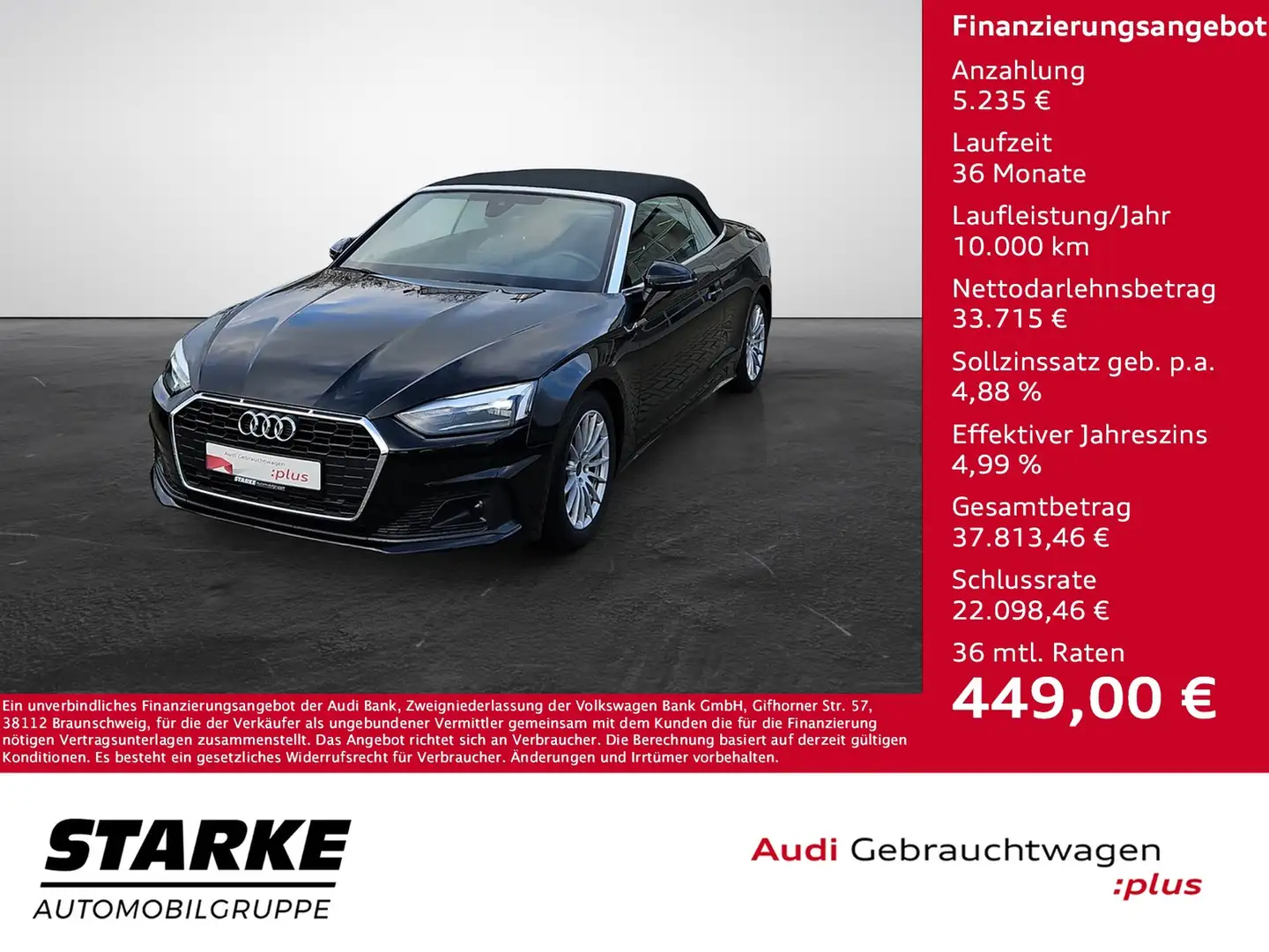 Audi A5 Cabrio 35 TFSI S tronic ASI AHK SHZ GRA Schwarz - 1
