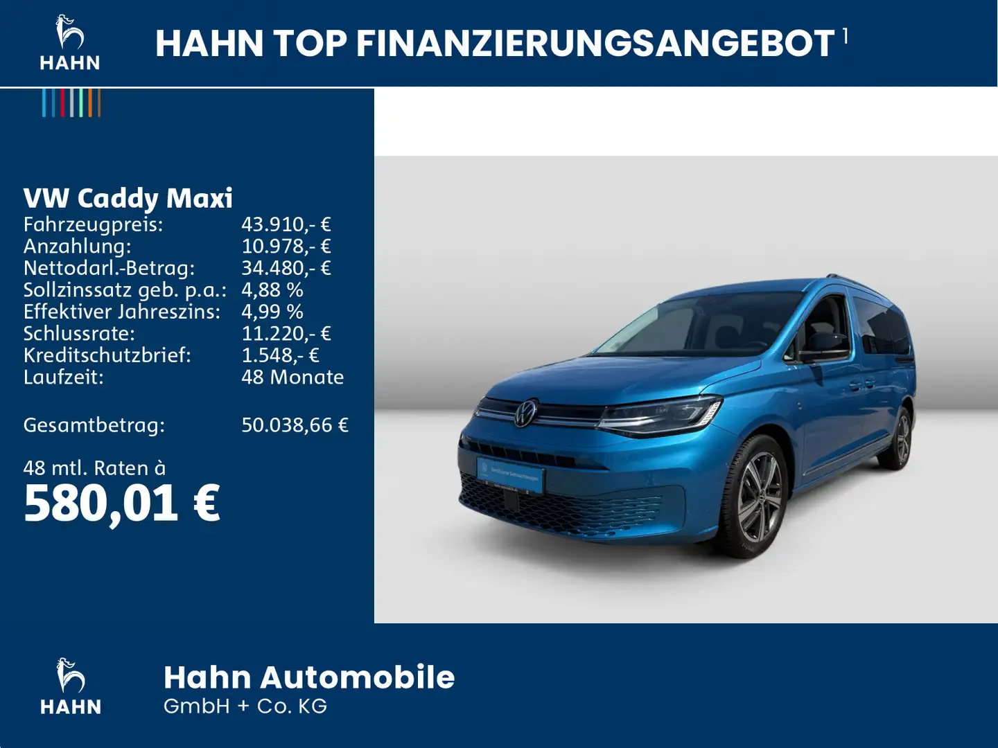 Volkswagen Caddy Style 2.0TDI 90KW DSG AHK LED NAVI Blau - 2