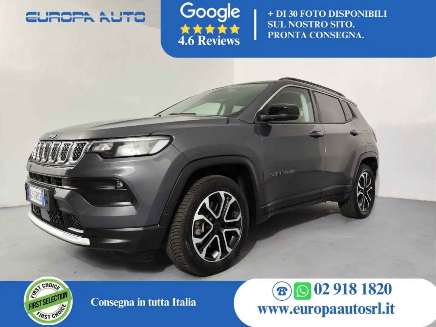 Jeep Compass 1.3 Turbo T4 190 CV PHEV AT6 4xe Limited Grigio - 1
