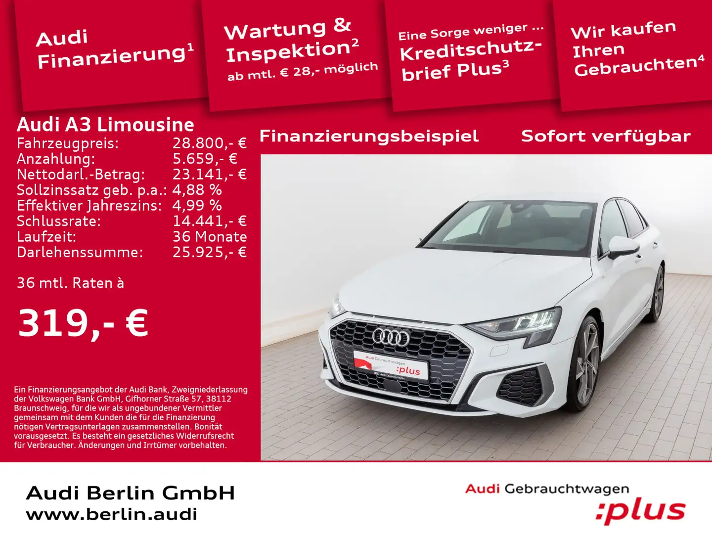 Audi A3 S line 35 TFSI S tr. LED STDHZG NAV Weiß - 1