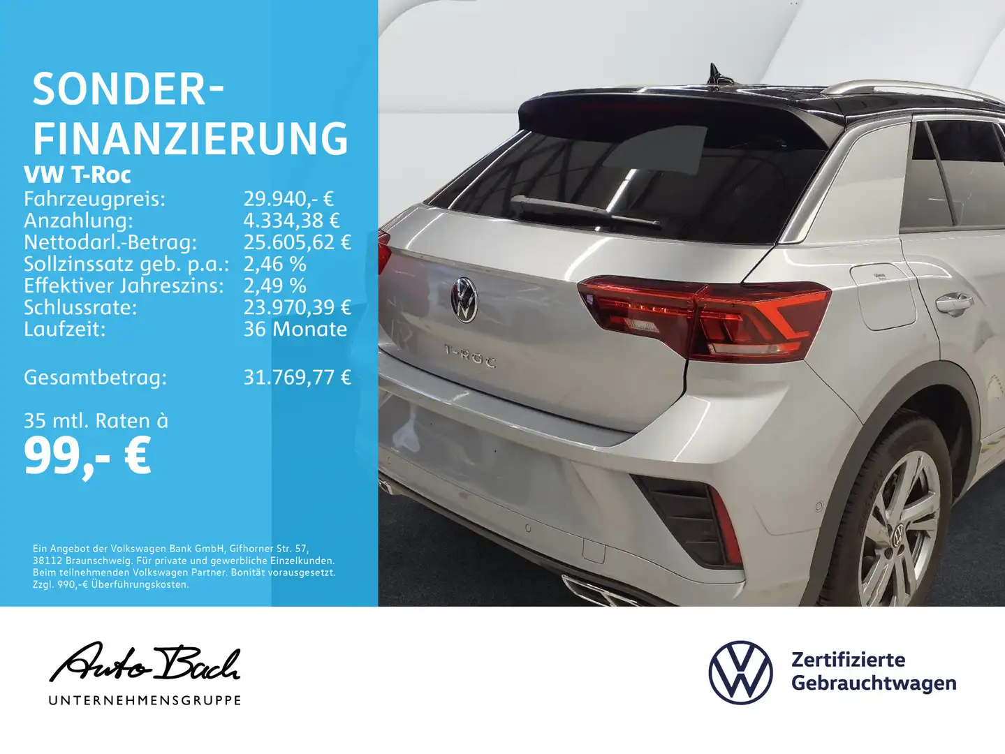 Volkswagen T-Roc 1.5 TSI DSG R-Line, AHK, Navi, LED, Rückfa Silber - 2