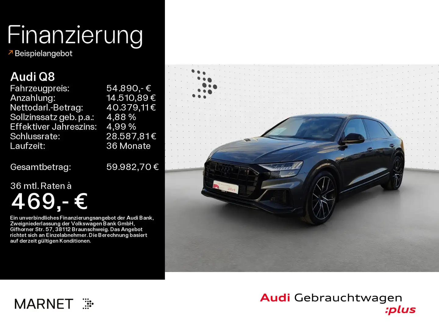 Audi Q8 55 TFSI e quattro S line*Navi*Matrix*Alu*AHK* Grau - 1