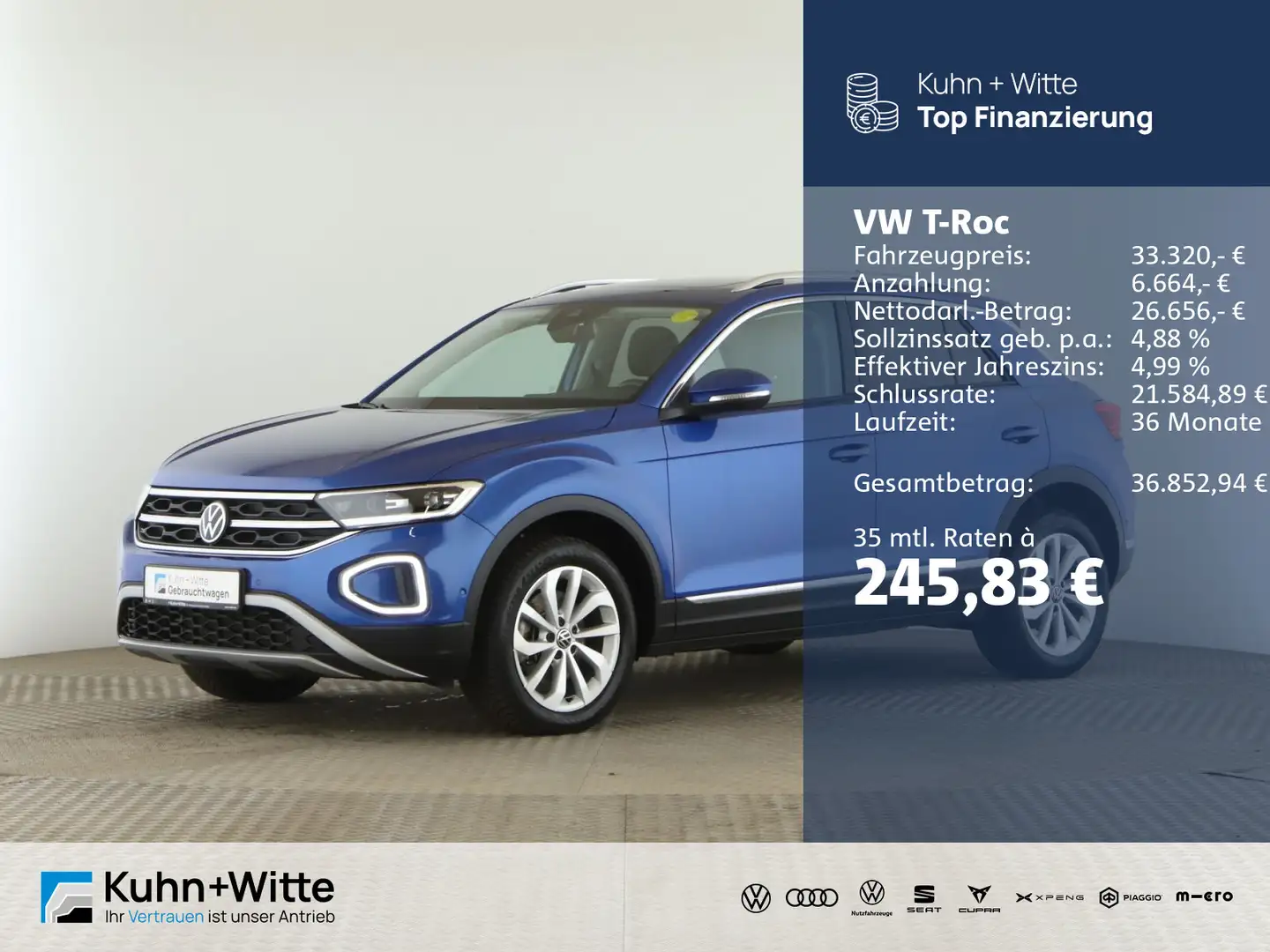 Volkswagen T-Roc 2.0 TDI Style *Pano*LED*RFK*Navi*AppleCar* Blau - 1