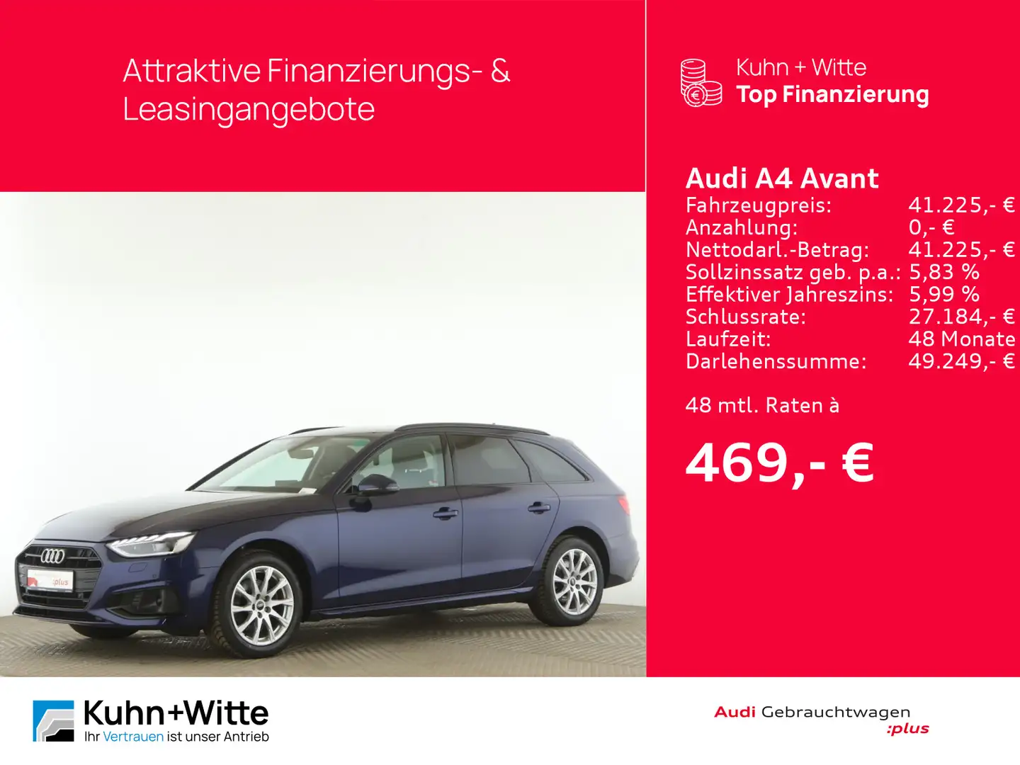 Audi A4 35 TDI advanced *ACC*AHK*RFK*LED*MMI-Pl Blue - 1