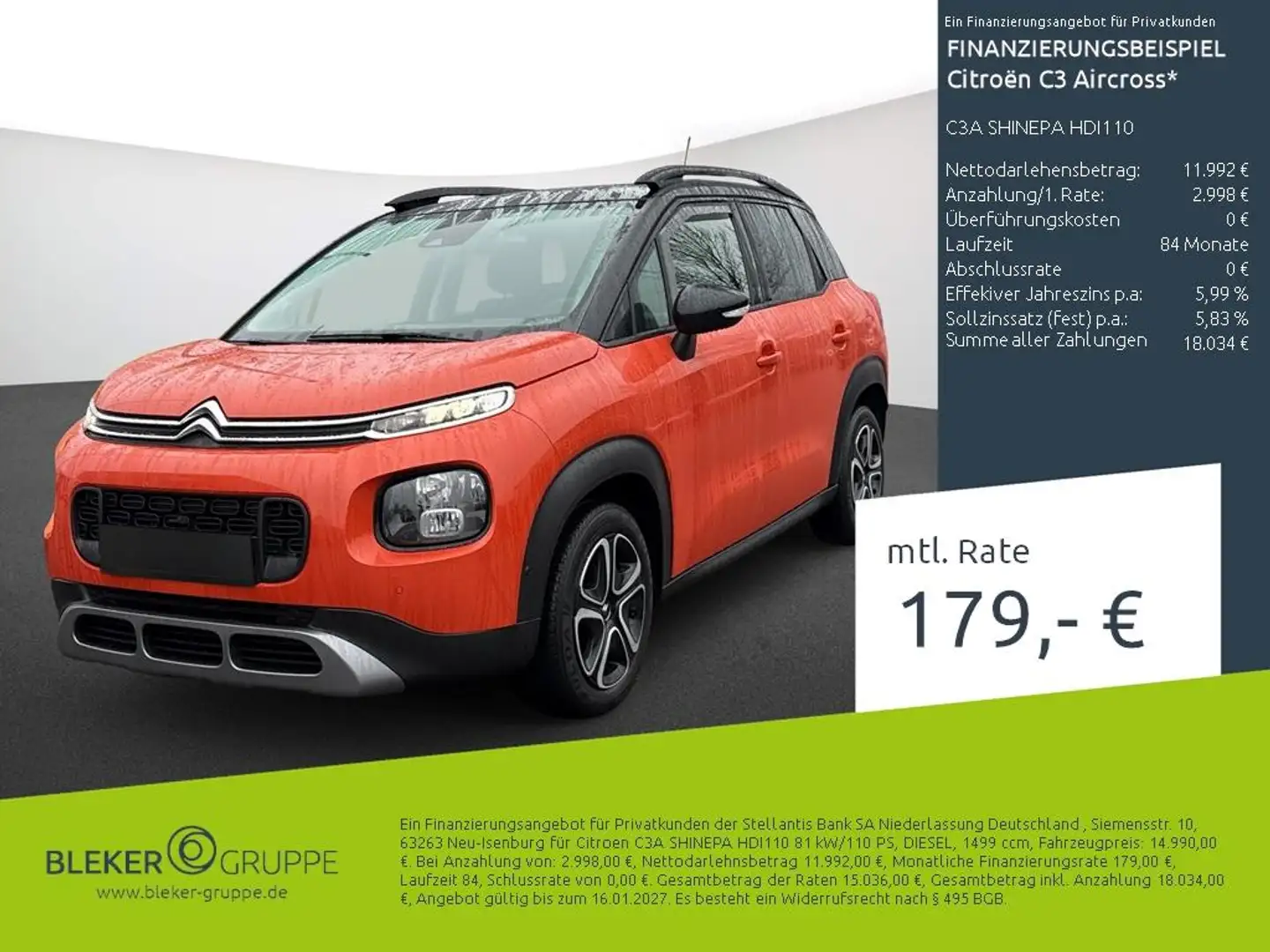 Citroen C3 Aircross C3A SHINEPA HDI110 Orange - 1