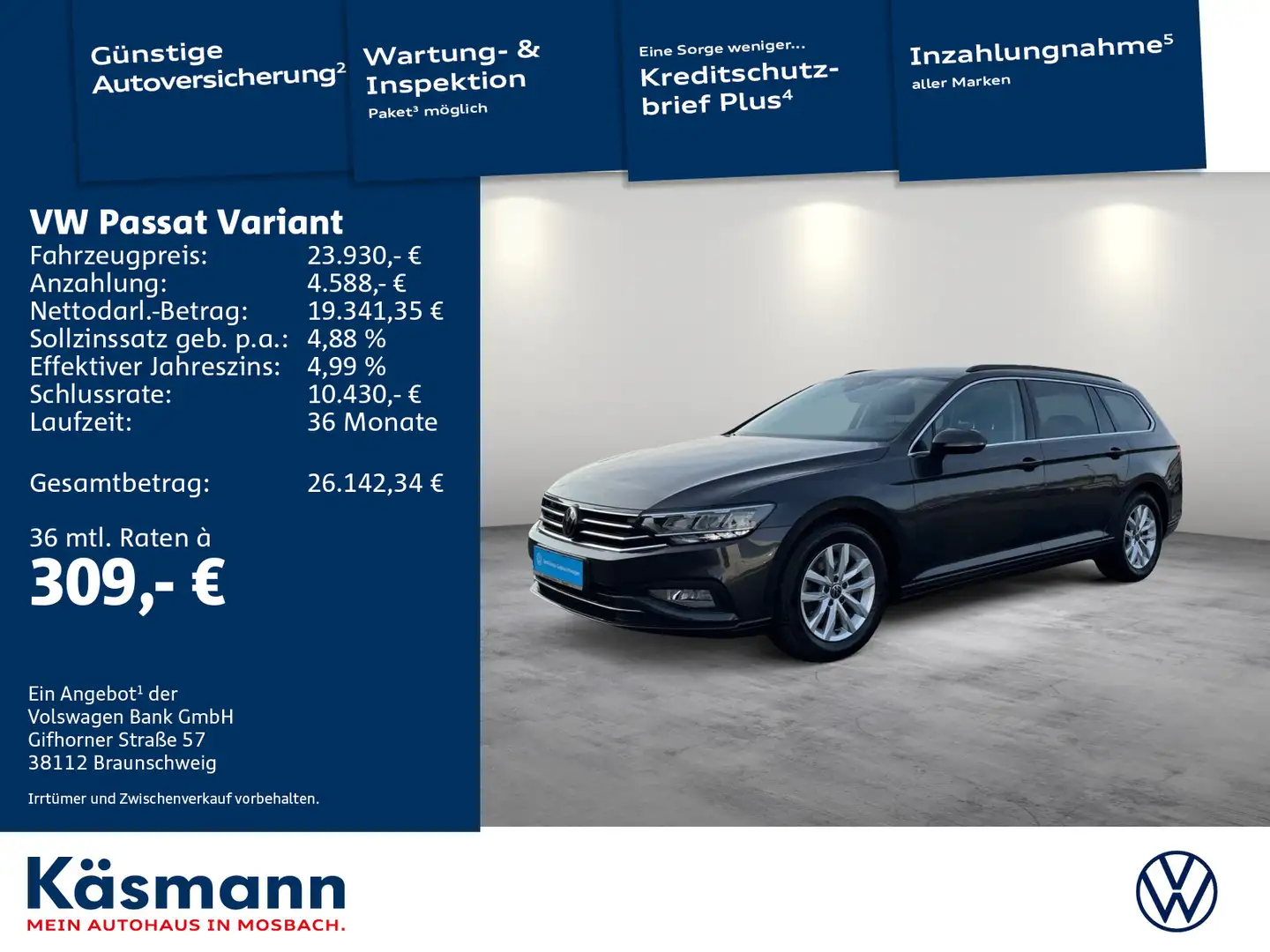 Volkswagen Passat Variant Business 1.5TSI LED AHK NAV KAM Grau - 2