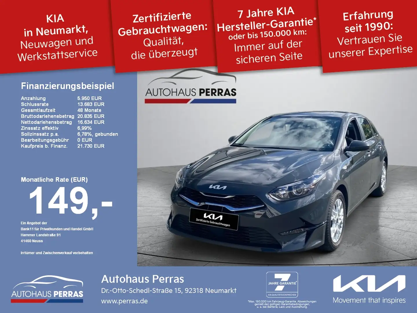 Kia Ceed / cee'd Ceed 1.5 T-GDI DCT7 Vision Komfort+ ACC Navi FLA S Gris - 1