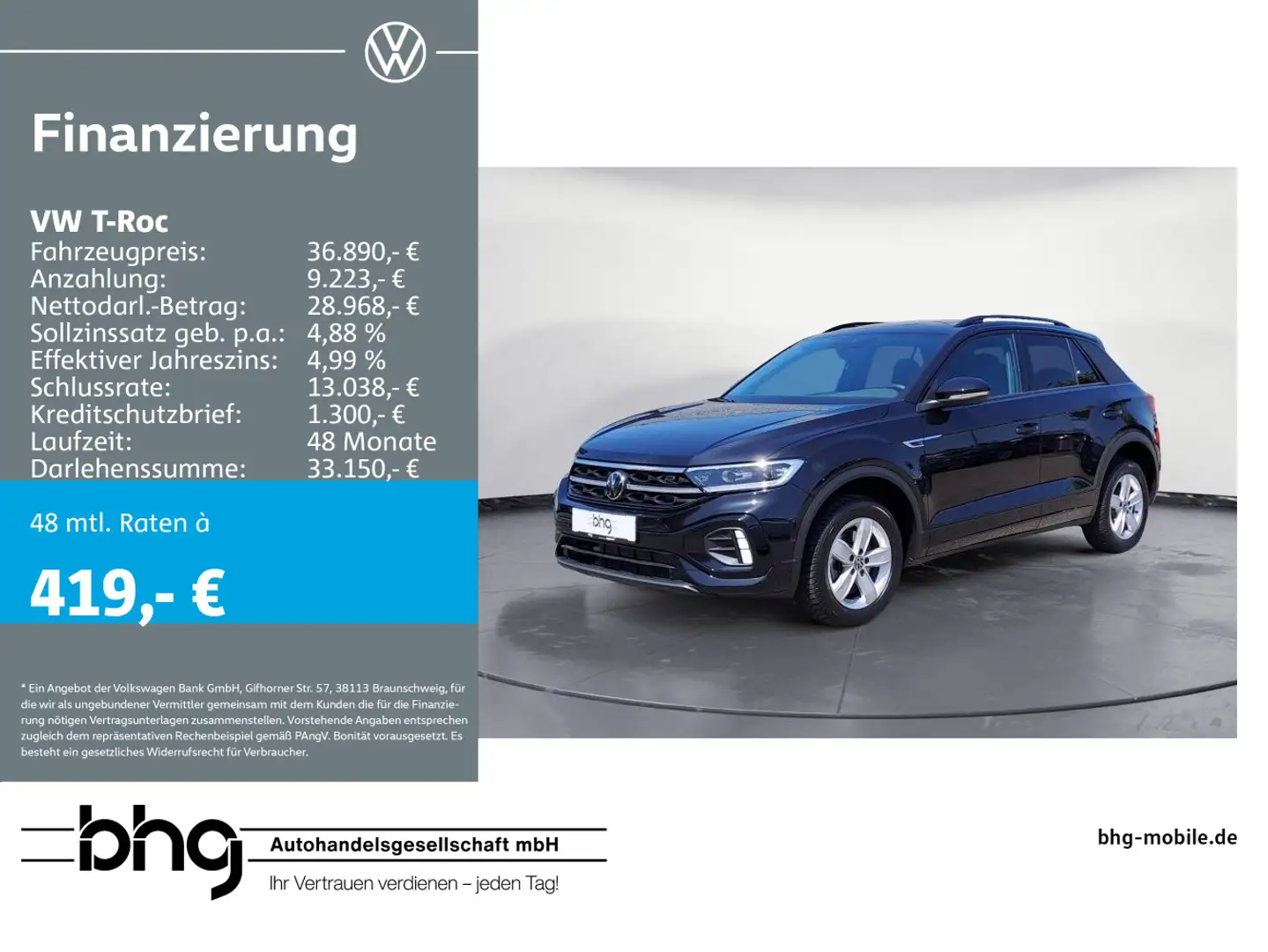 Volkswagen T-Roc 2.0 TDI DSG R-Line BlackStyle AHK DCC Navi Schwarz - 1