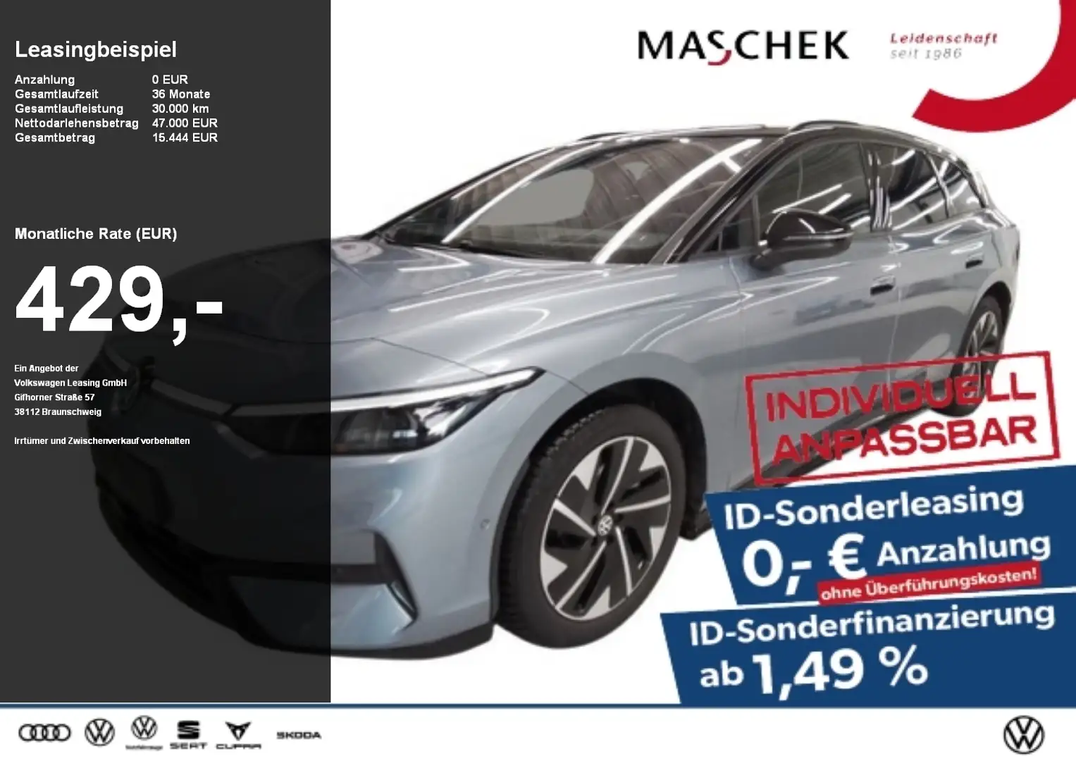 Volkswagen ID.7 Tourer Pro Sonderleasing! AHK Navi Kamera Schwarz - 1