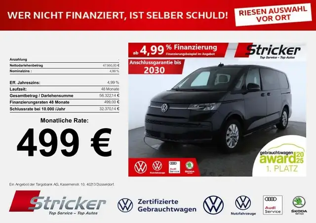 Volkswagen T7 Multivan Life LR Lang 2.0TDI DSG 499, ohne Anzahlung AHK v