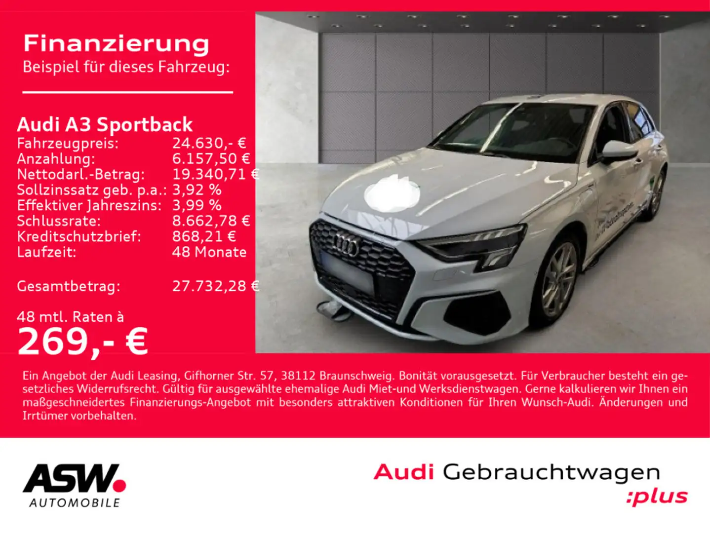 Audi A3 S line 40TFSI e Stroni LED Navi PDC Weiß - 1