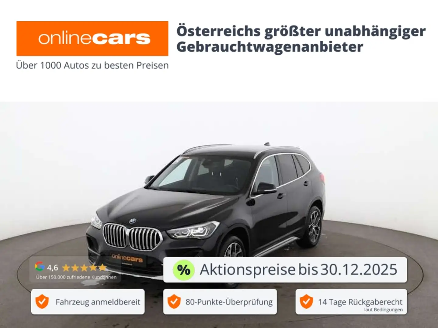 BMW X1 sDrive 16d xLine Aut LED AHK NAV LEDER SITZHZG Schwarz - 1