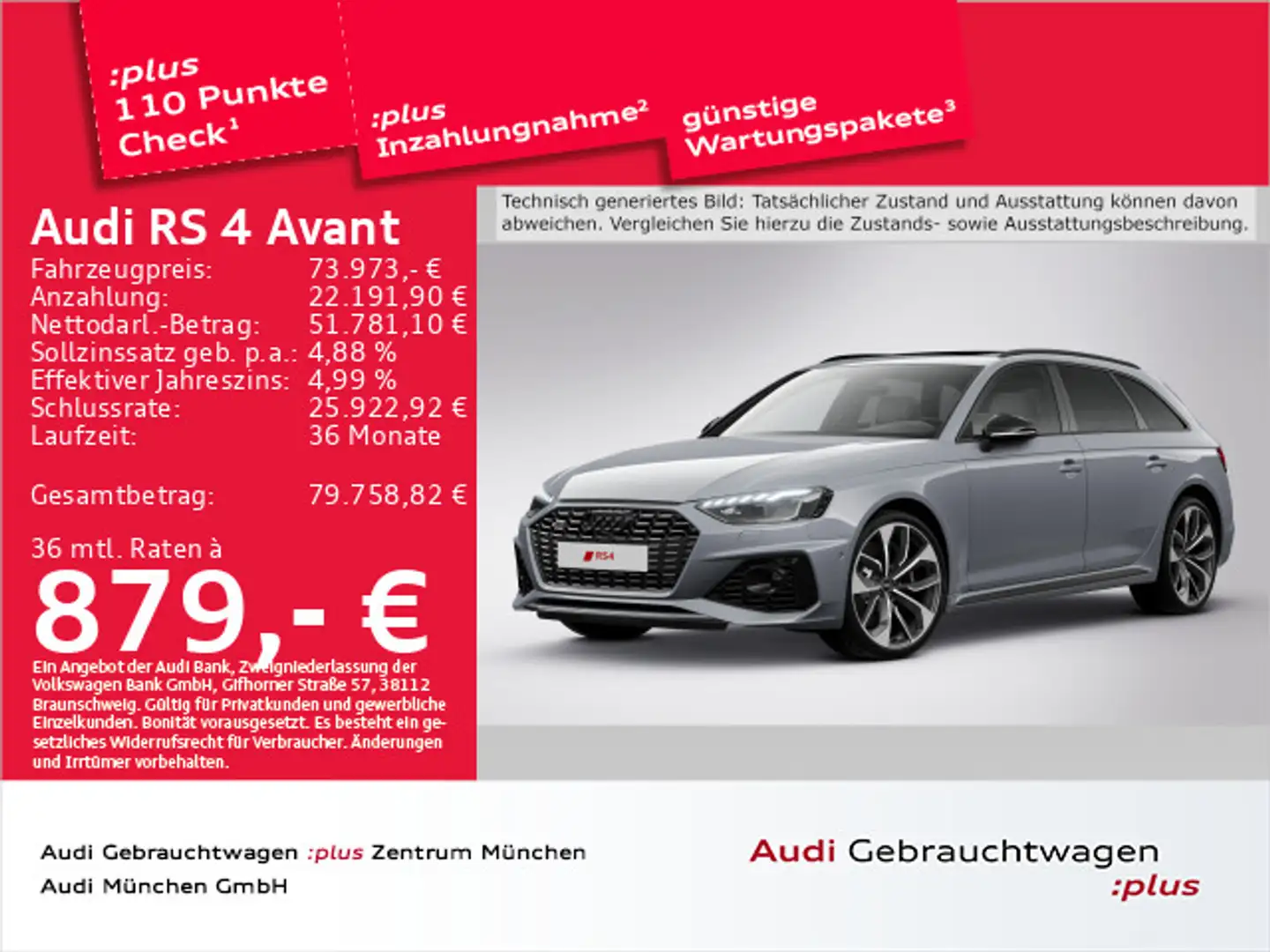 Audi RS4 tiptr. 280km/h /SDiff/Pano/ACC Grau - 1