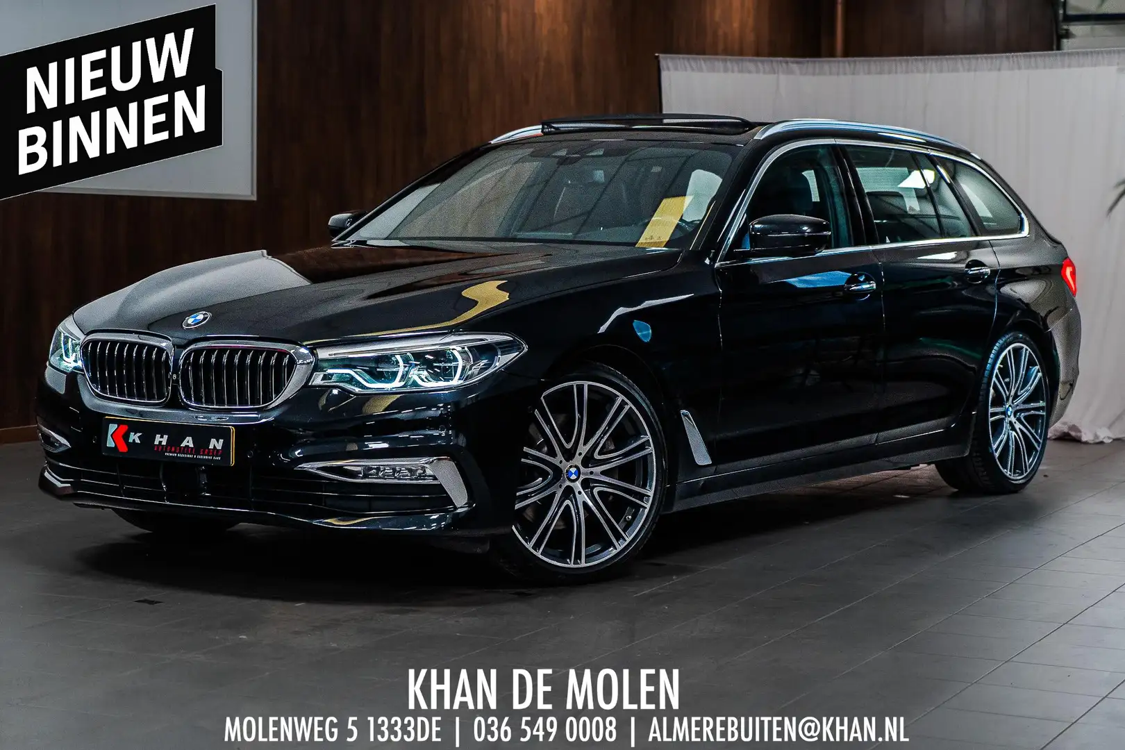 BMW 530 5-serie Touring 530i High Executive PANO|LEER|360º Zwart - 1