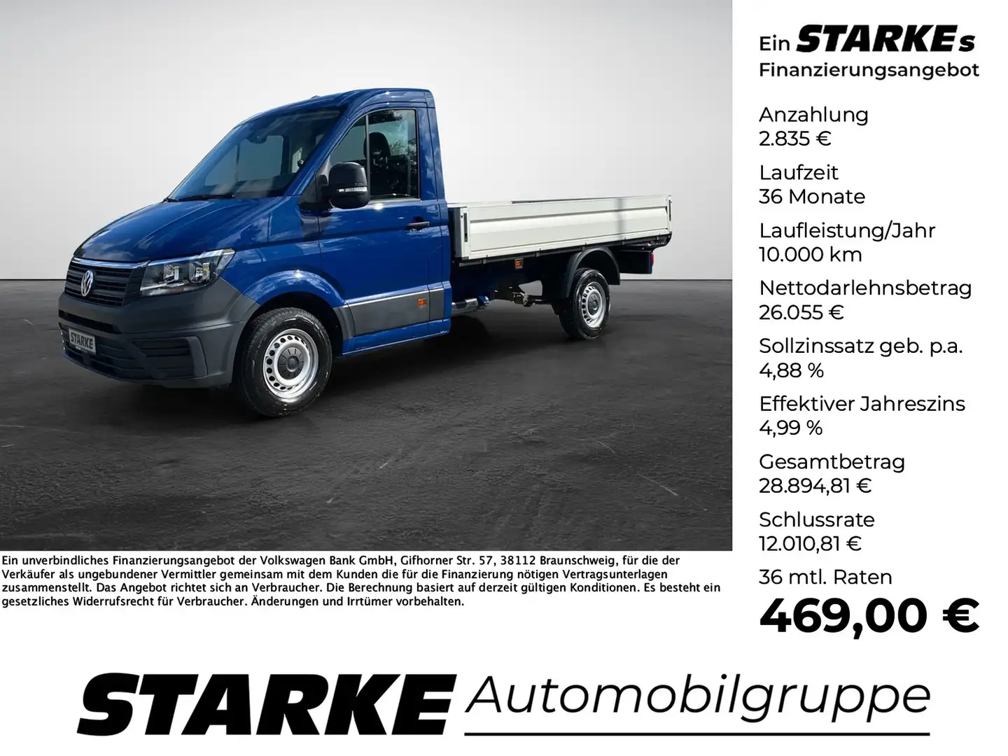 Volkswagen Crafter 35 Pritsche 2.0 TDI EK mittellang Blau - 1