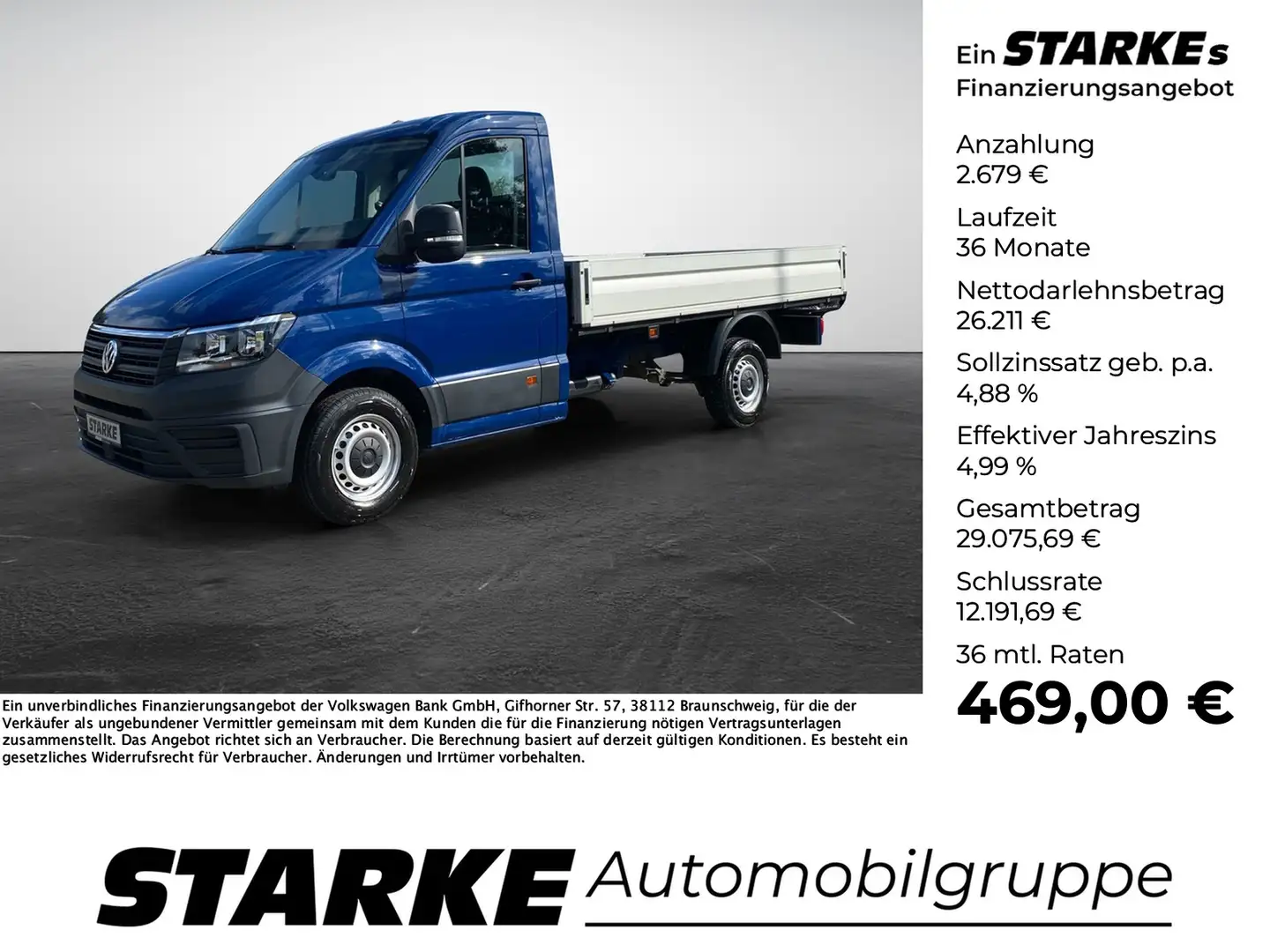 Volkswagen Crafter 35 Pritsche 2.0 TDI EK mittellang Blau - 1