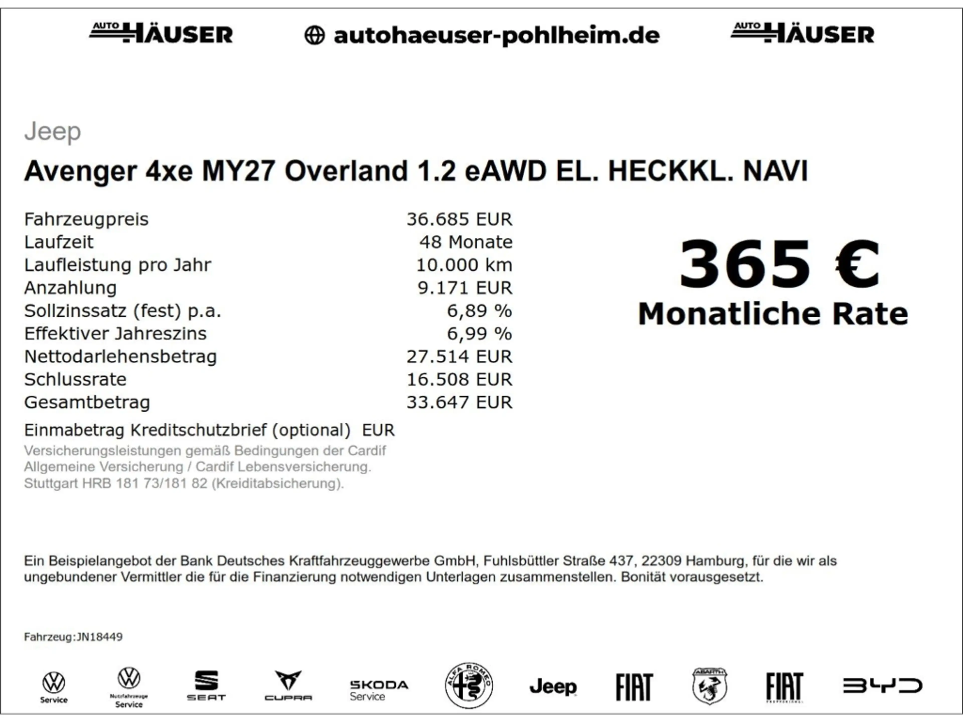 Jeep Avenger 4xe MY27 Overland 1.2 eAWD EL. HECKKL. NAVI 360°KA — photo 2