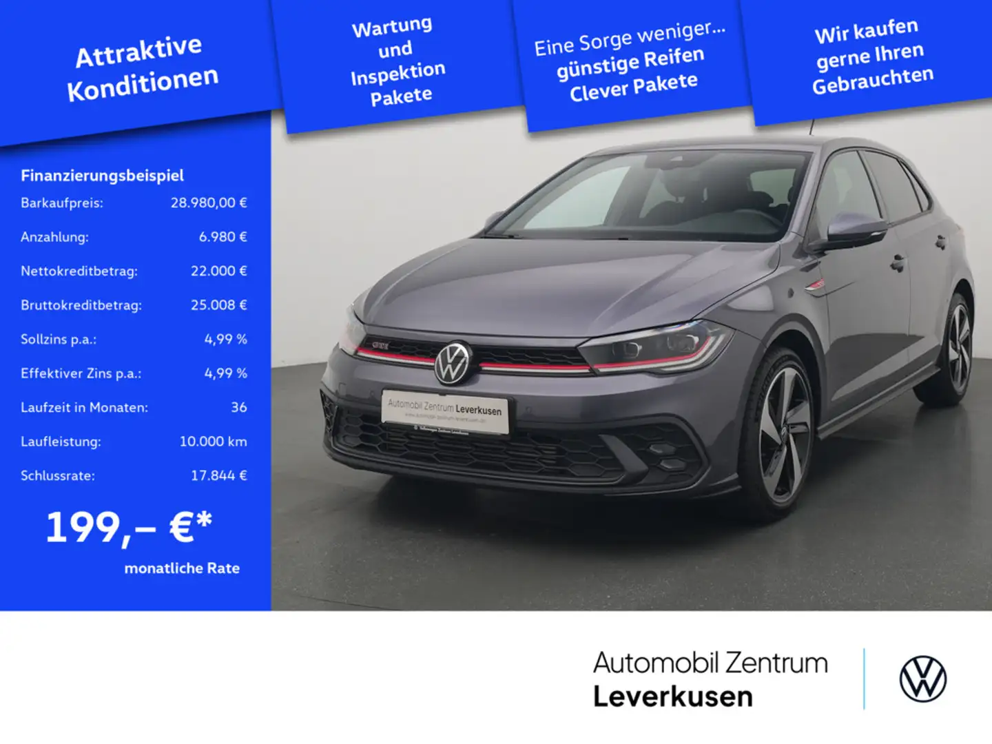 Volkswagen Polo GTI DSG ACC SHZ MATRIX CARPLAY PORT NAVI Grau - 1