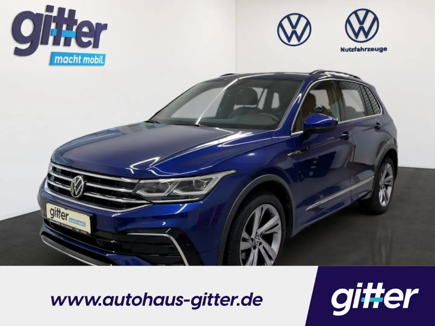 Volkswagen Tiguan 2.0 TDI R-LINE MATRIX AHK NAVI LED FAHRASSI Blau - 1