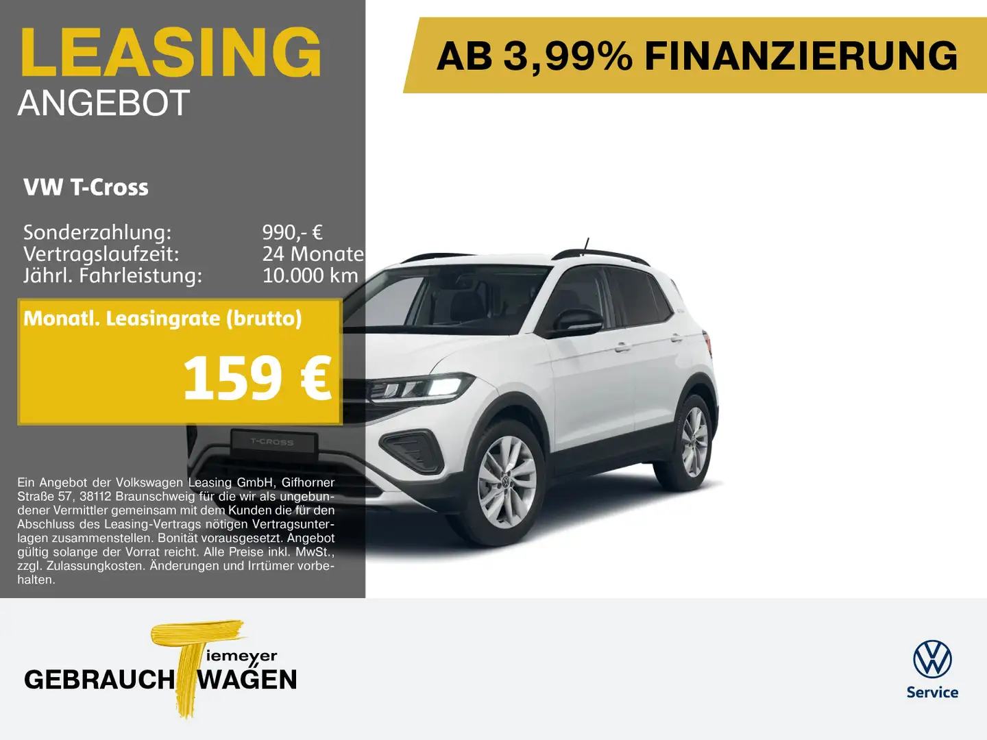 Volkswagen T-Cross 1.0 TSI GOAL LM17 NAVI ASSIST Weiß - 1