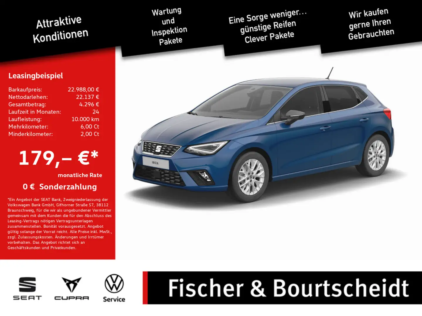 SEAT Ibiza 1.0 TSI Xcellence DSG NAVI ACC LED SHZ Blau - 1