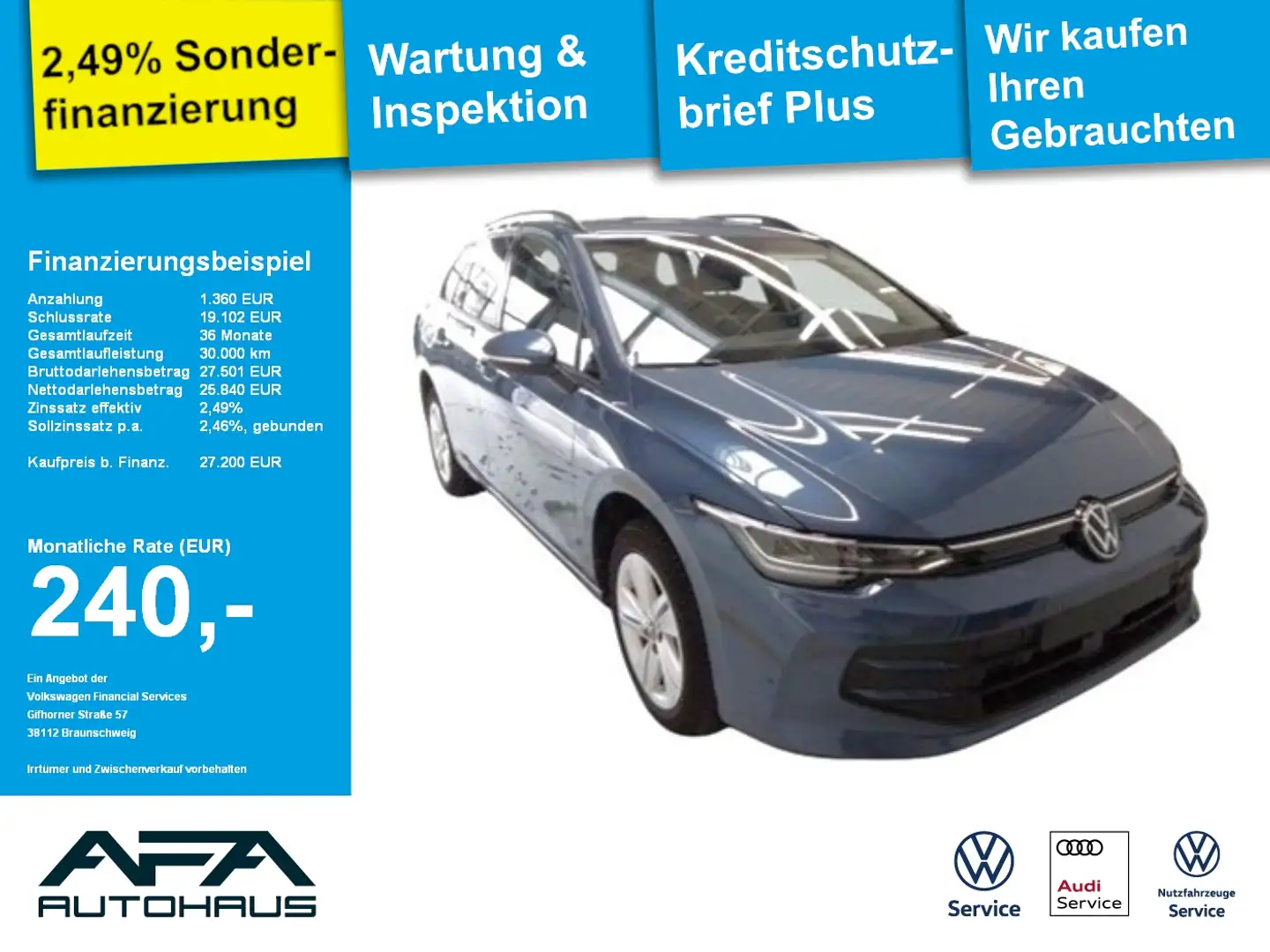 Volkswagen Golf VIII Var. 1.5 eTSI Life DSG StHz*LED*ACC*APP Blau - 1