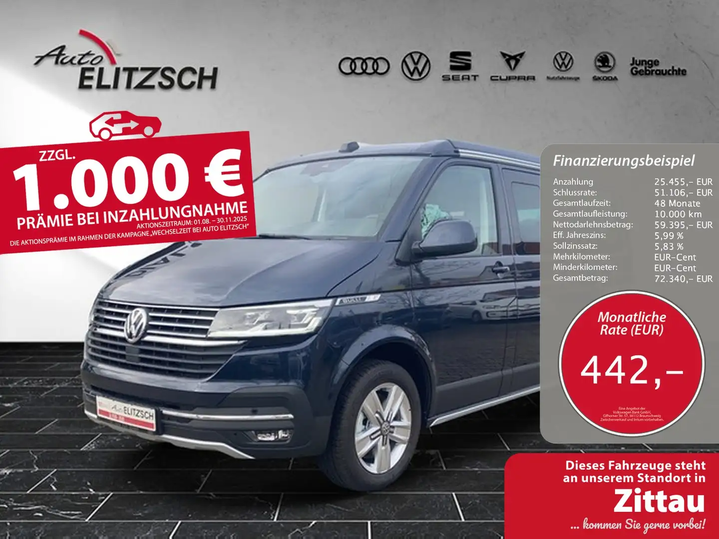 Volkswagen T6 California T6.1 TDI DSG Ocean 4M Standhzg. Navi ACC RFK LED Blau - 1