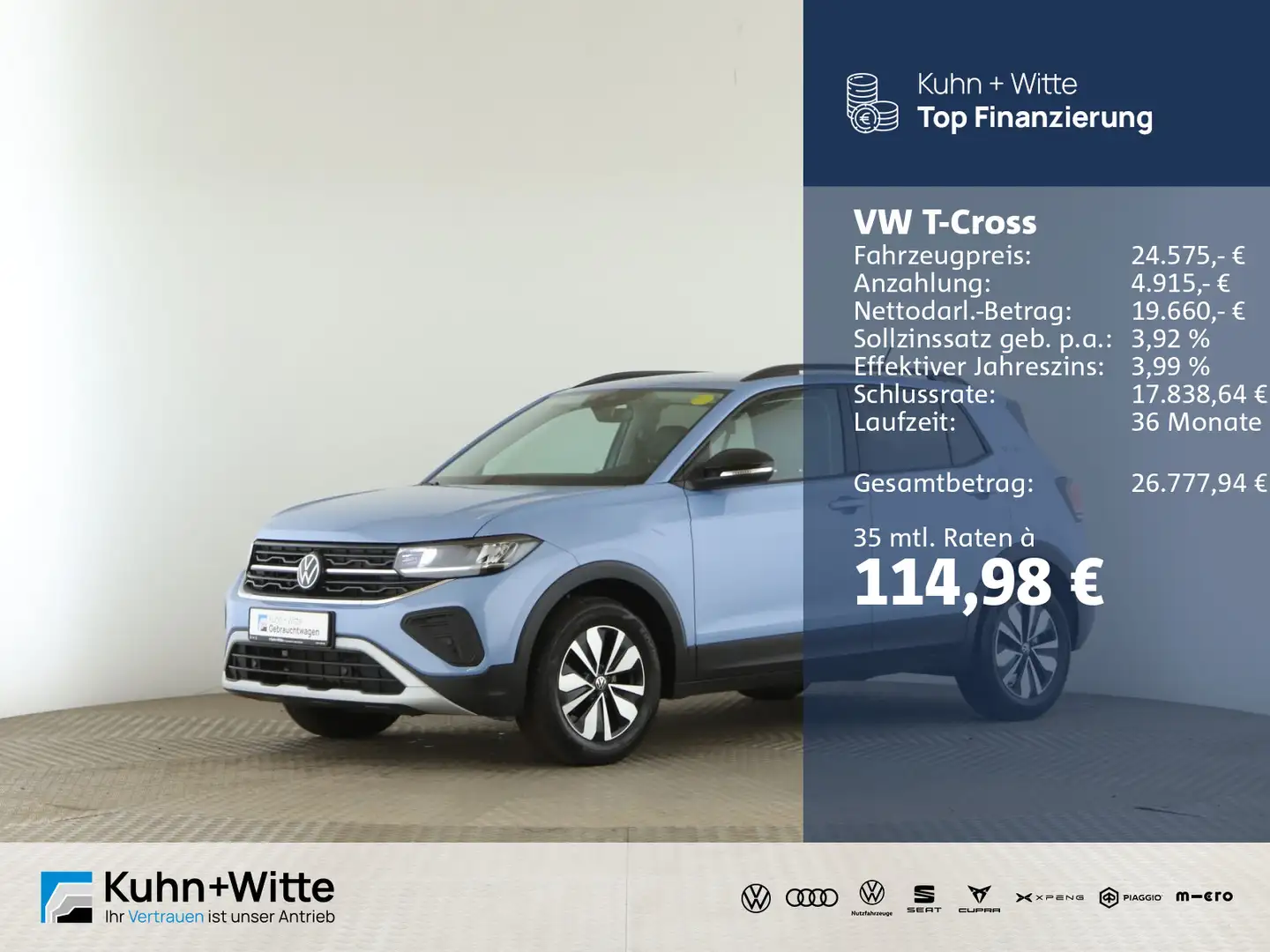 Volkswagen T-Cross 1.0 TSI Goal *AHK*LED*PDC*Navi*AppleCar* Blau - 1