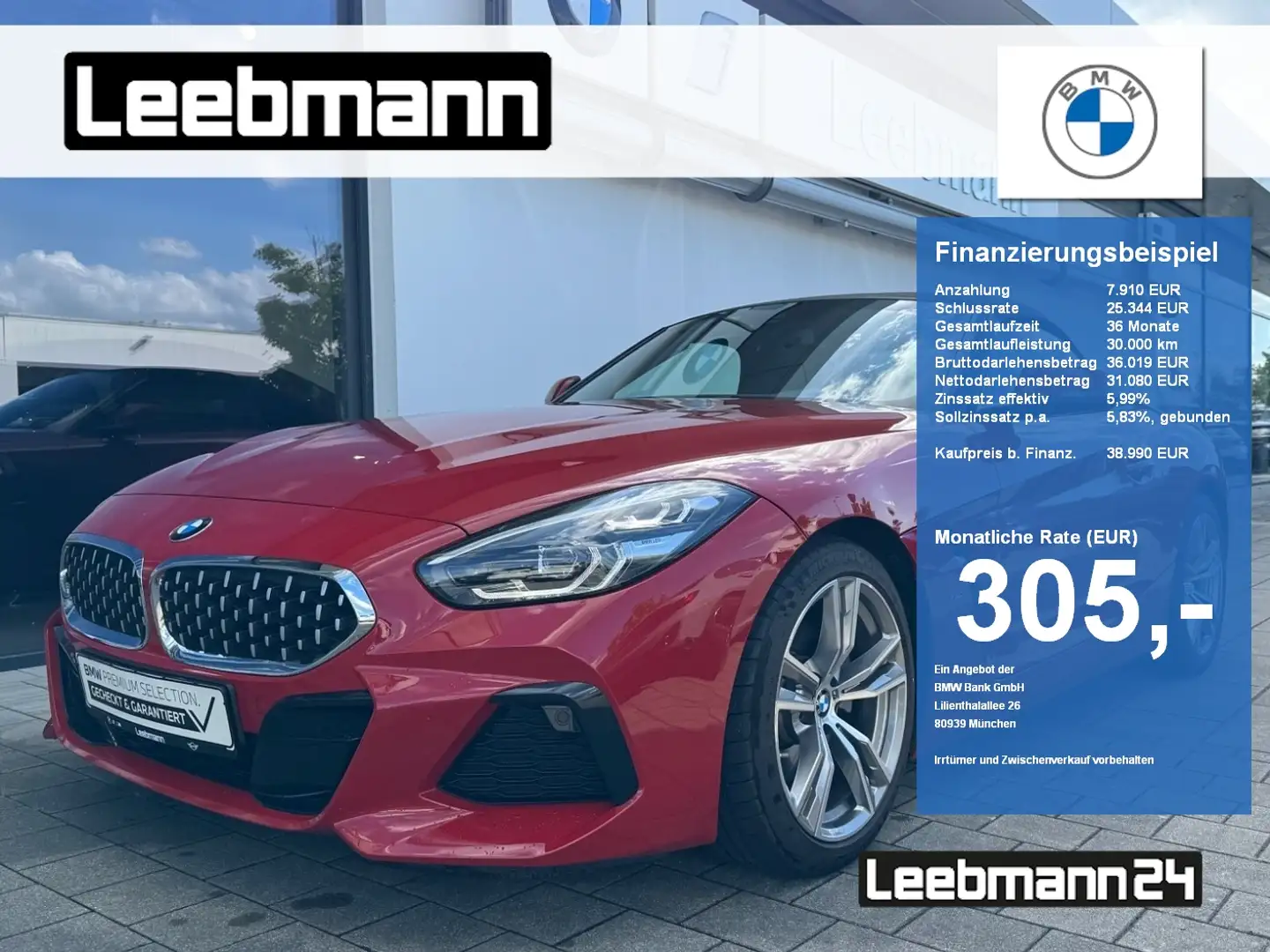 BMW Z4 sDrive20i M-Sport AdaLED/RFK 2 JAHRE GARANTIE crvena - 1