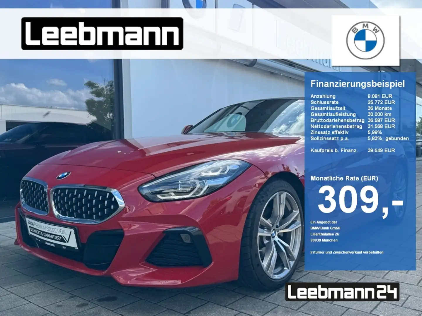 BMW Z4 sDrive20i M-Sport AdaLED/RFK 2 JAHRE GARANTIE Красный - 1