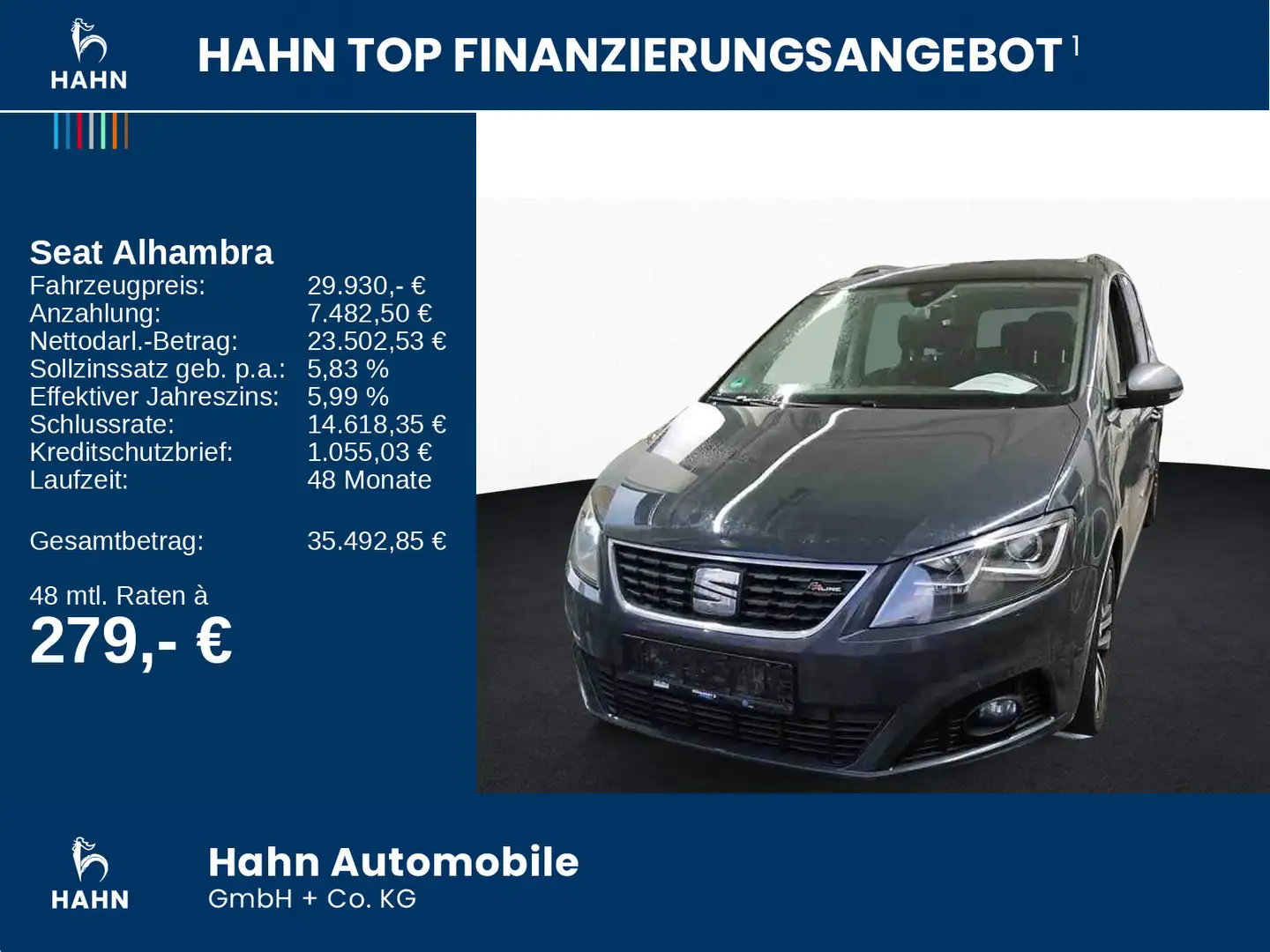 SEAT Alhambra 1.4TSI DSG FR-Line 7-Sitzer AHK ACC Nav Gris - 2