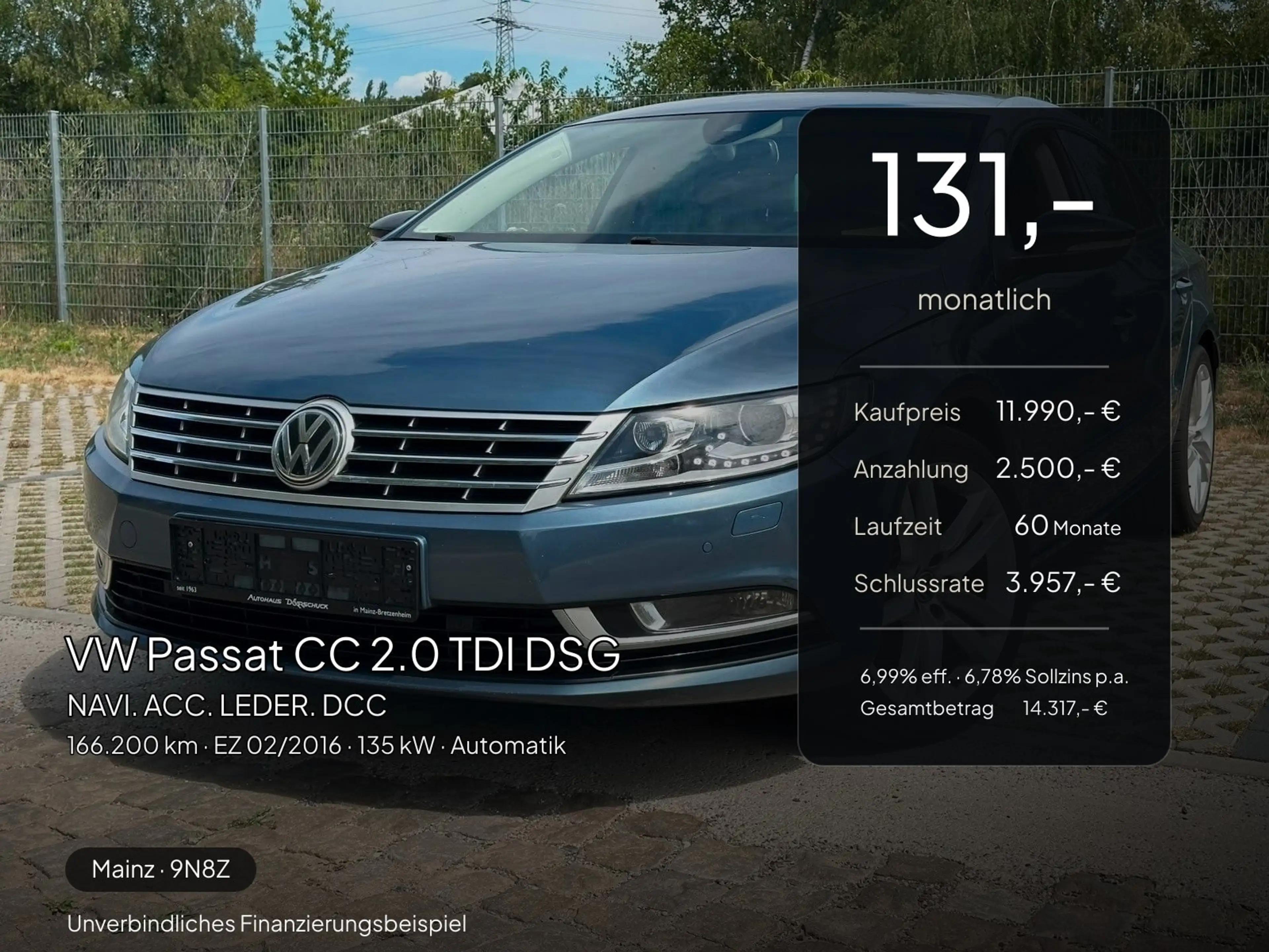 Volkswagen Passat CC Passat CC 2.0 TDI DSG NAVI. ACC. LEDER. DCC — photo 2
