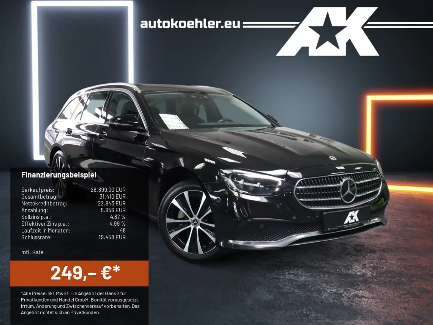 Mercedes-Benz E 300 e T Avantgarde AHK Standh. MBUX DAB+TOP Schwarz - 1
