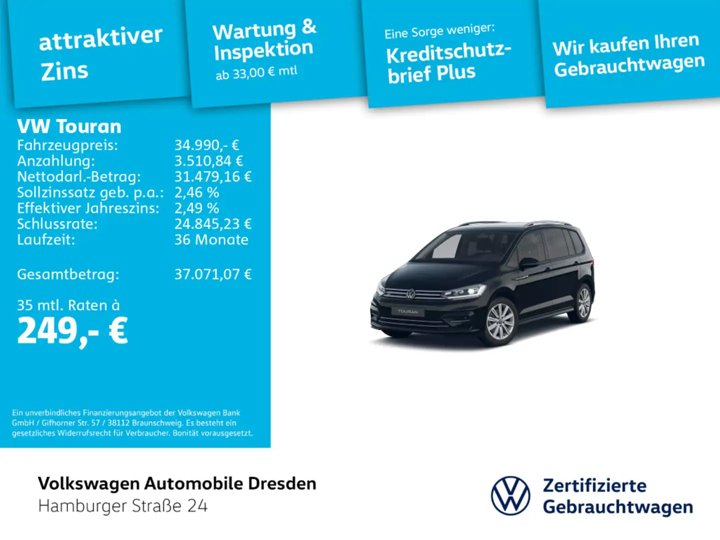 Volkswagen Touran R-Line 1.5 TSI DSG LED KAMERA TRAVEL Schwarz - 1