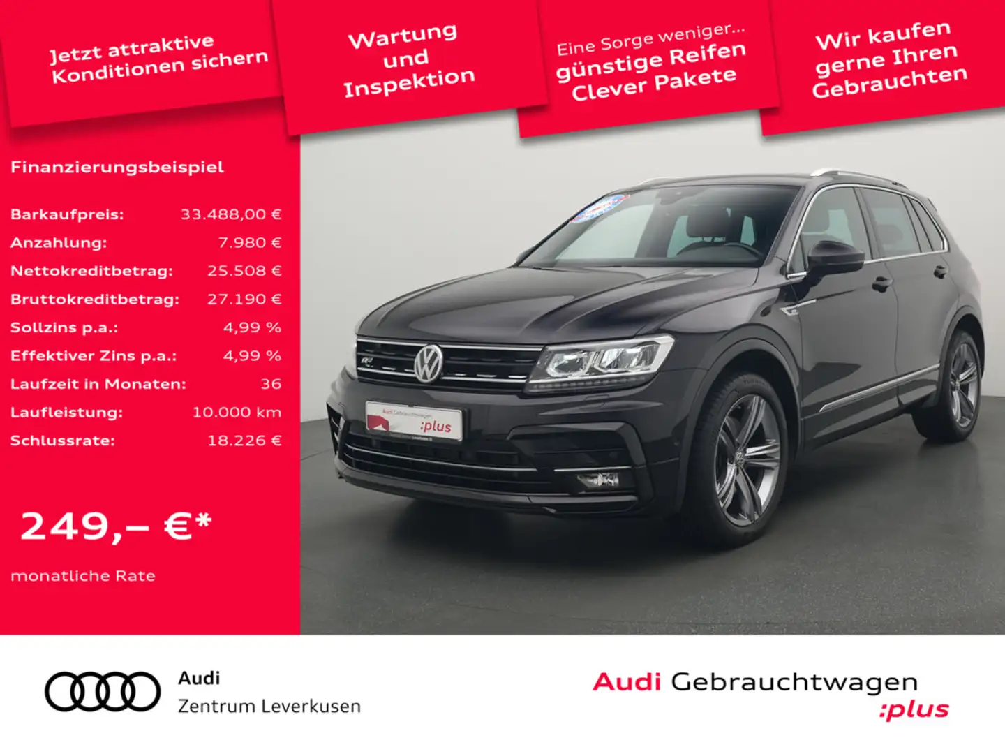 Volkswagen Tiguan R-Line 4Motion ACC NAVI KAM PANO SHZ A Schwarz - 1