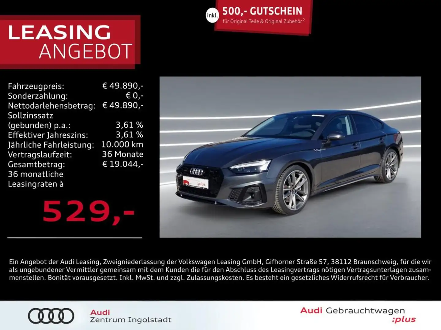 Audi A5 Sportback 45 TFSI qu S line MATRIX AHK ACC 19 Grau - 1